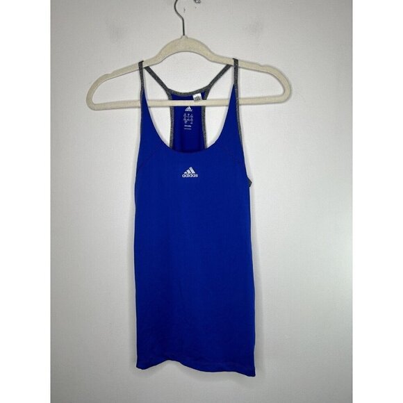Adidas Women Tank Top Shirt Blue Racerback Running Gym Athletic Size Medium - Picture 1 of 10